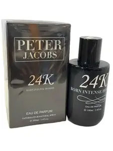 Peter Jacobs 24K BORN INTENSE HOMME Eau de Parfum 3.4 oz 100 ML Men's Perfume in Sealed Box Bold Sophisticated Aroma with Vanilla Bourbon Infusion & Smoked Vetiver Base