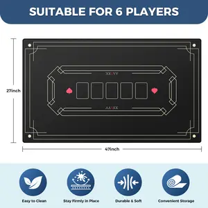 47 x 27 Inch Poker Table Mat,10 Players Texas Hold'em Poker Rubber Mat Poker Topper for Tables,Felts Table Top Cover for Poker Game Night Events Theme Party Fundraisers & Gatherings