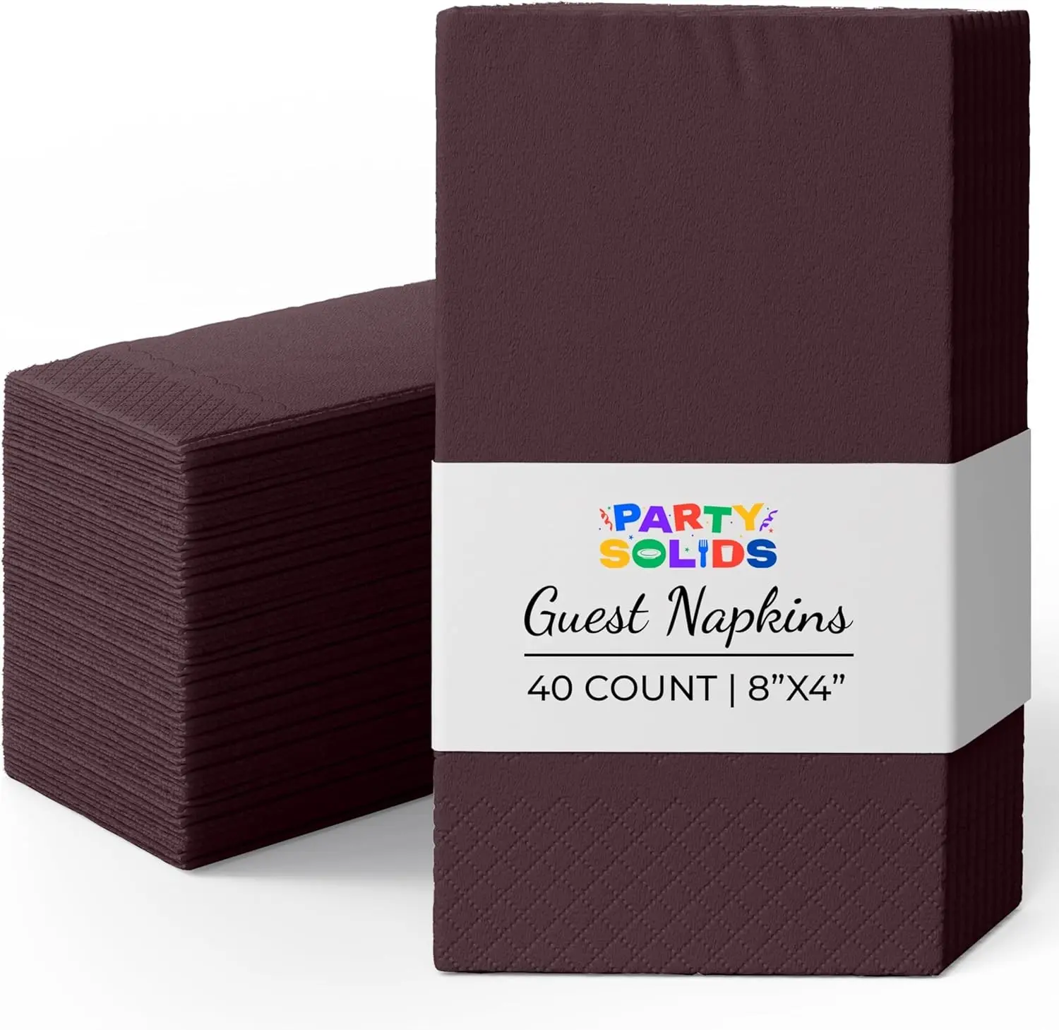 Party Solids Brown Dinner Napkins Disposable 8"x4" Paper Napkins 40 Pcs | 2 Ply Brown Napkins Everyday, Absorbent Paper Dinner Napkins for Party, Dinners, Birthdays & Party Supplies