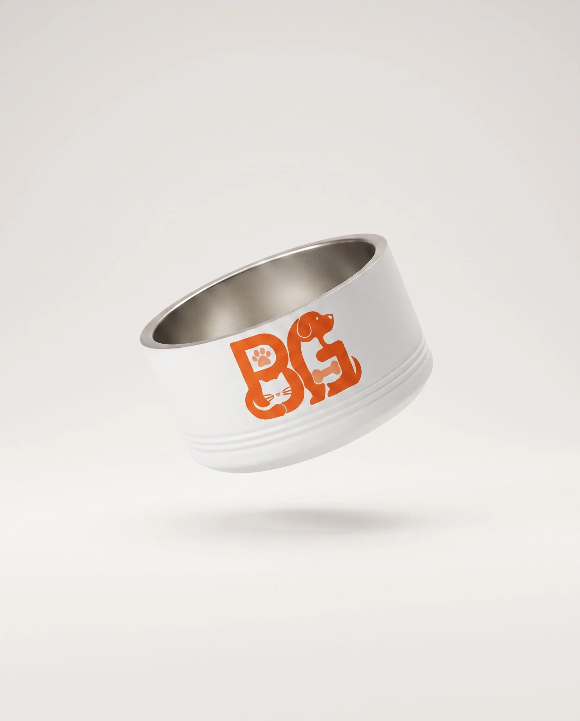 Barkable Stainless Pet Bowl — 18 oz, Paw Design