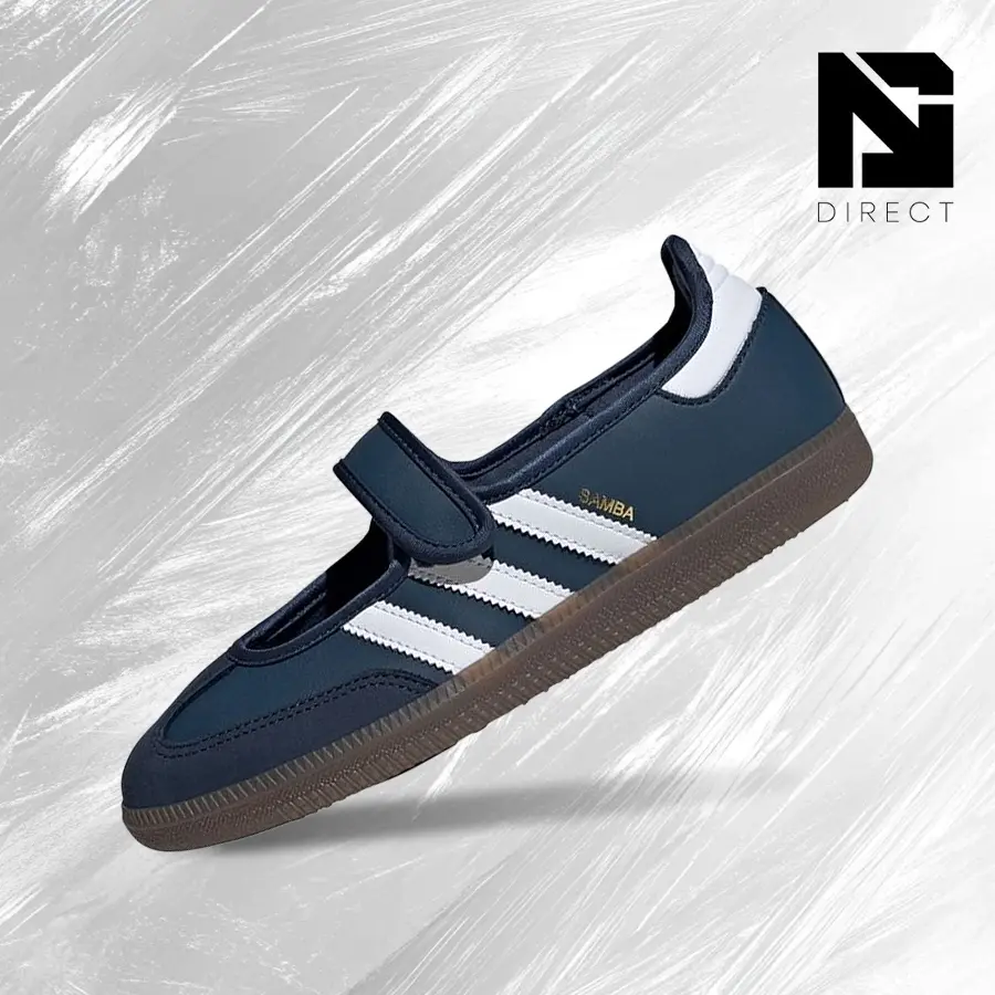 adidas Samba JaneCrew Navy White (Women's)– Women's Lifestyle Sneakers – shoes for woman -Vintagen - Running Shoes, Lightweight Shock-Absorbing Comfort, Breathable Everyday Fit, Gym Training to Street Casual Wear - back to school - IH6484