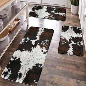 [Popular Choice]1PC, Soft Velvet Bathroom Mat, Anti-Fatigue Kitchen Rug, Animal Print Door Mat, Home Decor, Non-Slip Bath Pad, Relaxing Foot Comfort，cow pattern, cowhide pattern floor mat, animal pattern theme decoration,