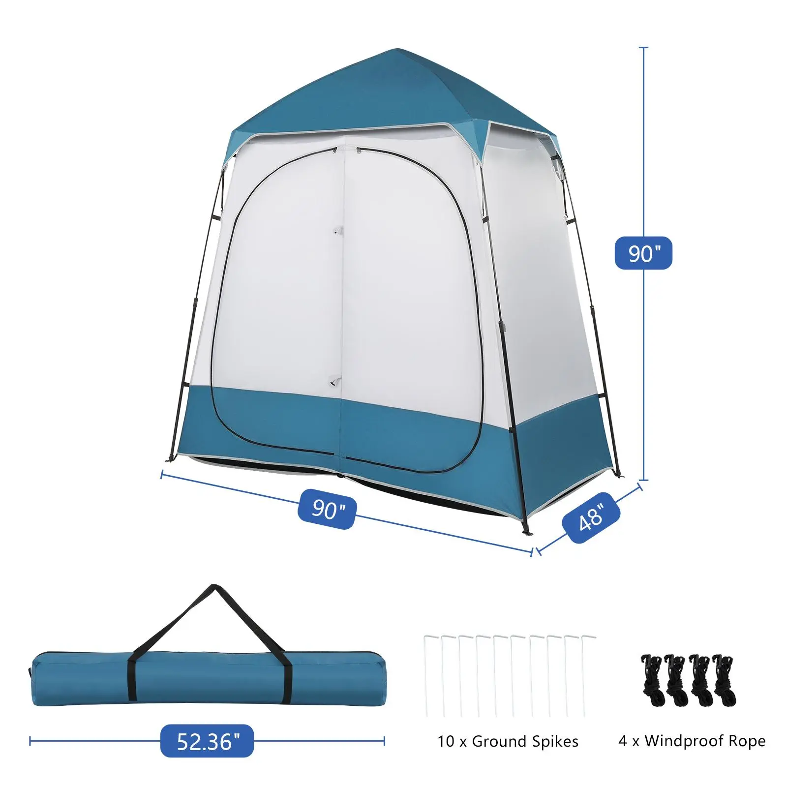 【Summervibes】229*229*122cm Oxford Cloth Double Dressing Tent Blue/White