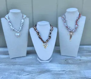 Printed Scarf Charm Necklace