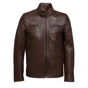 Men's Real Leather Jacket Brown & Black