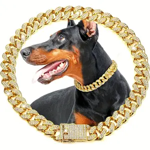 Dog Chain Collar with Buckle, Cuban Link Collar for Medium to Large Dogs, Durable Pet Accessory, Strong and Secure Design