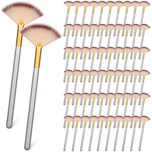 60 Pcs Soft Fan Facial Brushes Facial Applicator Brushes Cosmetic Makeup Blush Applicator Tools for Esthetician Eyeshadow Peel Mud Cream(Champagne, Black)