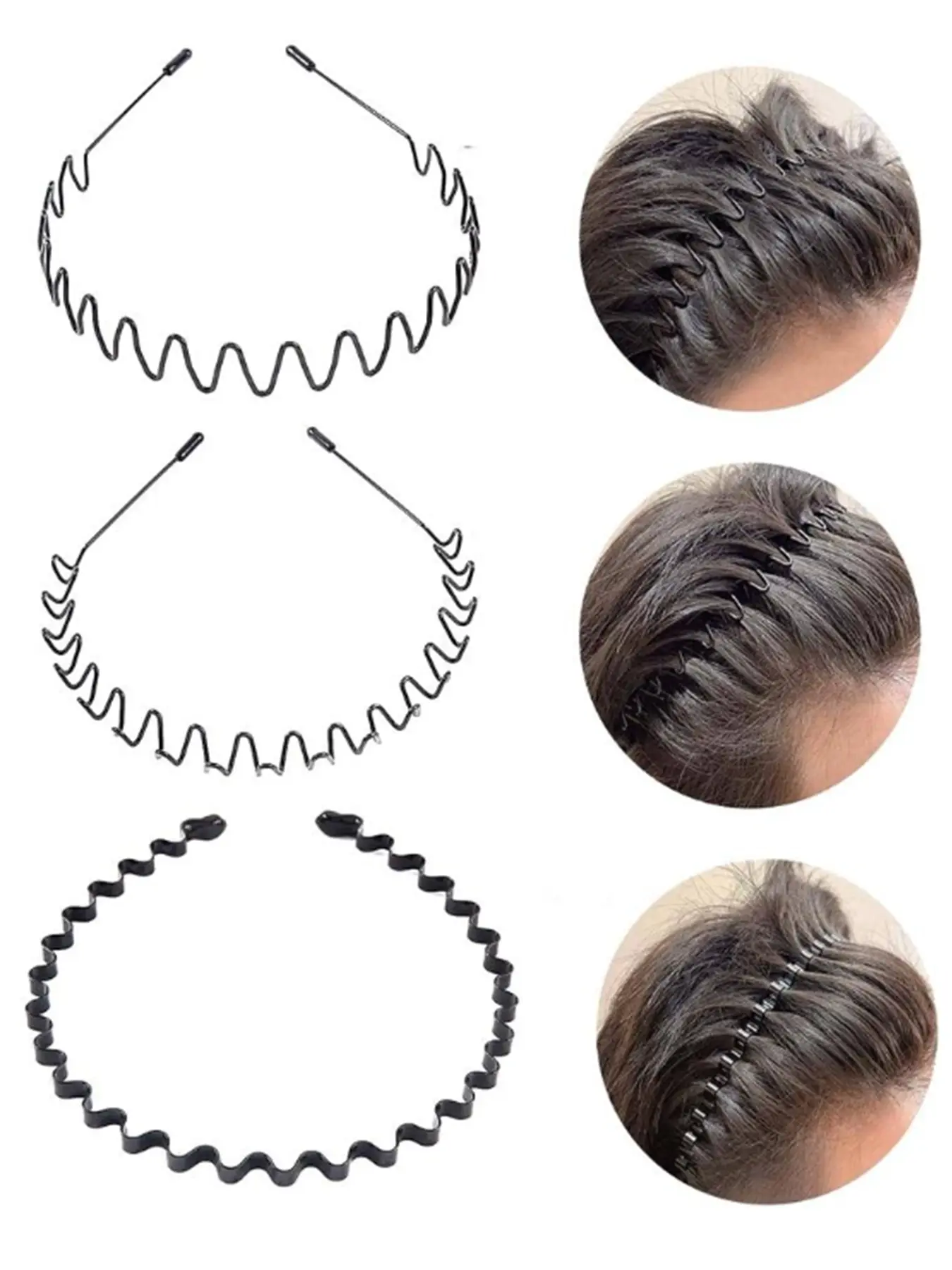 Men's Wave Design Headband Set, 3-Piece Gym Accessories, Workout Headbands, Fashionable Sports Headbands for Active Lifestyle, Durable & Comfortable,mothers day gift ,mothers day gift ideas, Elastic Headbands