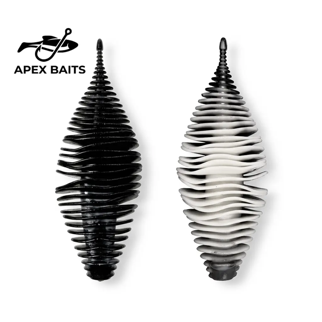 Ribbed Soft Plastic Lures, 4in Black and White Swimbaits, 8-Pack Salt & Shrimp Scented for Murky Water Bass Fishing, Fishing Supplies, Artificial Lures, Encourages Fish To Hold On Longer, Works With Texas Rig, Weightless Rig, Weighted Rig, Free Rig, Drop