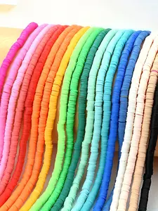 8000 Pieces 20 Strands Polymer Clay Beads for Jewelry Making, Round Flat Heishi Beads in 20 Colors, 6mm DIY Arts & Crafts
