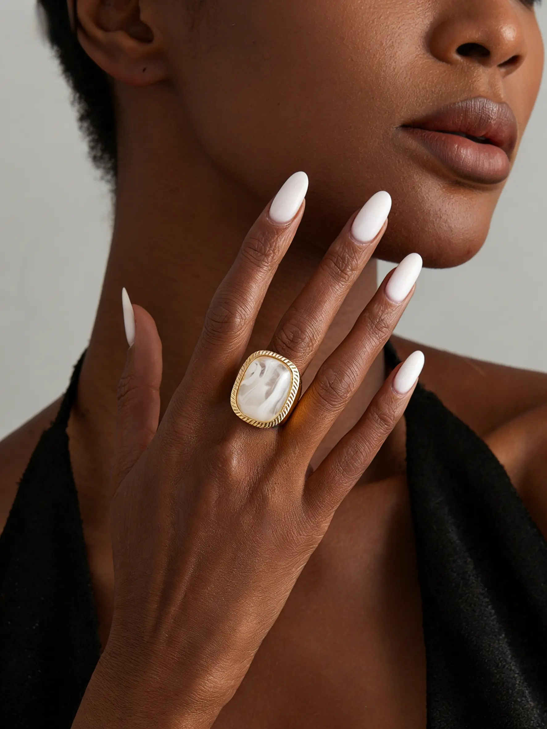 Vintage Thick Square Gemstone Open Ring for Women, 18k Gold Plated Cat Eye Stone, Adjustable Cocktail Ring, Party & Daily Wear Jewelry