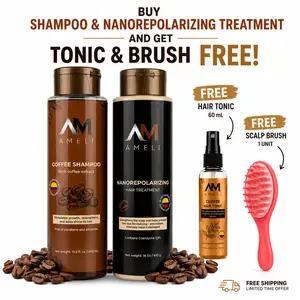 AM AMELI Natural Hair Care Routine - Gentle Argan Daily Cleansing Volumizing Shampoo Cleanser + Frizz-Fighting Deep Repair Treatment for Hydration & Moisture