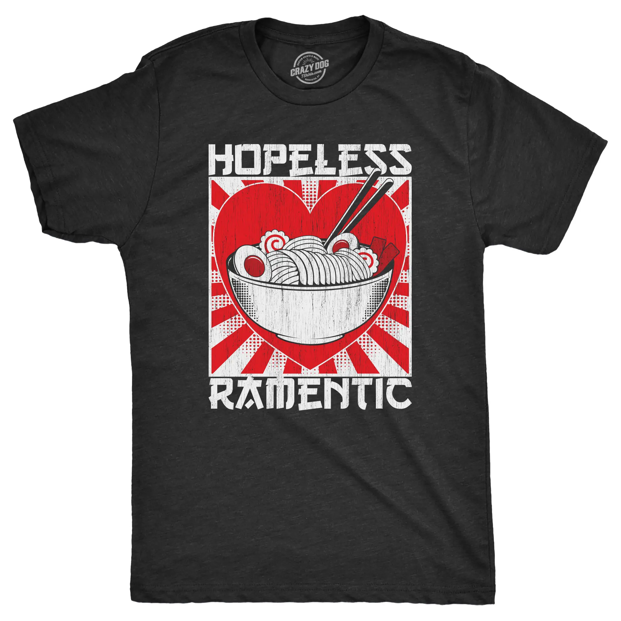 Mens Hopeless Ramentic T Shirt Funny Ramen Noodle Takeout Lovers Tee for Guys Mens Funny T Shirts Cool Vintage Fashion T-Shirt Gift Classic Menswear Sarcastic Apparel for Men Funny Food Short Sleeve Novelty Black -