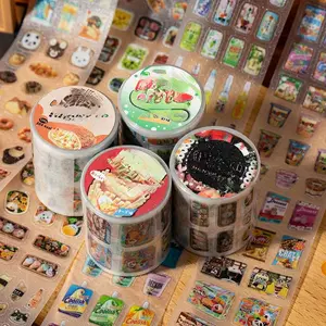 4 rolls/set, Vintage cutie tape, Mini stickers, Shiny PET, scrapbook diary decoration, creative DIY materials