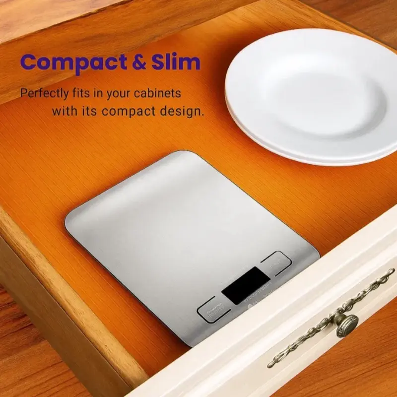 Etekcity Compact Digital Kitchen Scale 11lb Capacity Stainless Steel Food Nutrition Calorie Counter with 19 Nutrient Facts & Auto On Off Feature