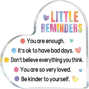 Coworker Gifts White Elephant Inspirational Motivational Gifts For Women Heart Shaped Acrylic Plaque Decorative Design Employee Appreciation Gifts Little Reminders You Are Enough Sign