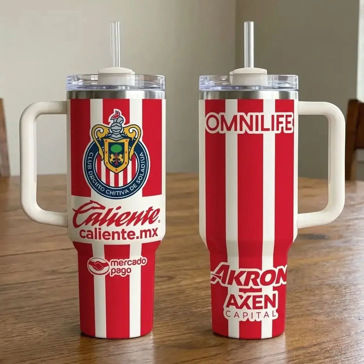 [Fathers Day Gift] 40oz Soccer Tumbler with Handle Chivas del Guadalajara V2 Print Stainless Steel Travel Mug Vacuum Insulated Reusable Coffee Cup Keeps Cold 24H Hot 12H Gifts for Men,father'sdaygifts