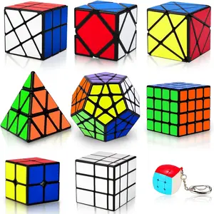 9 Pack Magic Speed Cube Set Puzzle Cube Including Pyraminx Pyramid 2x2 3x3 4x4 Megaminx Mirror Mini 3x3 Skewb Puzzle Cube Toy for Kids & Adults