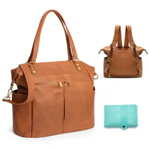 Miss Fong × MOMINSIDE Tote Bag, Big Capacity Diaper Bag Laptop Compartment, Casual Travel Backpack Carry Luggage, Pregnancy Hospital bag, Crossbody Bag, with a Changing Pad, Newborn Baby Shower Gift Diaperbag