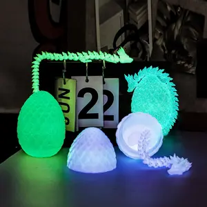 3D Printed Vintage Fun 3D Assembly Night Animal Hinge Dragon with Pineapple Egg Kit, Collectible Model, Creative Desk Sculpture, Gift Ideas