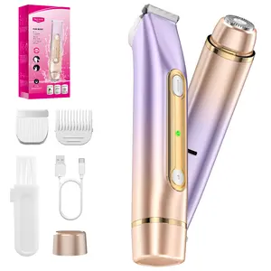 Electric Bikini Trimmer for Women, 1 Set Rechargeable 2 in 1 Body & Facial Hair Removal, Waterproof Wet & Dry Use Trimmer for Women