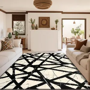 Velvet soft and comfortable patterned printed carpet, Modern Abstract Rug, Modern Geometric Rug, suitable for multiple scenarios, available in various sizes, soft and non-shedding.
