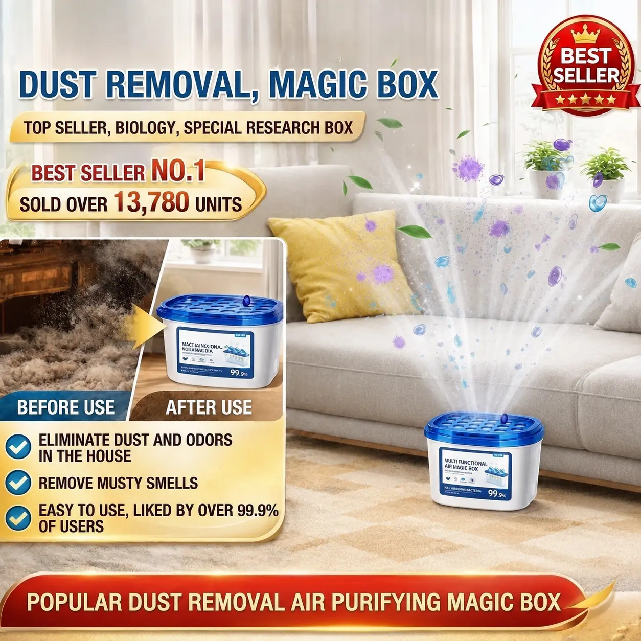 Air purification, dust removers, and deodorizershelp eliminate odors; boxes that can collect dust, dustcollection containers; no plug required, no manualcleaning needed; purify air and inhibit bacteria. Top choice for party gifts