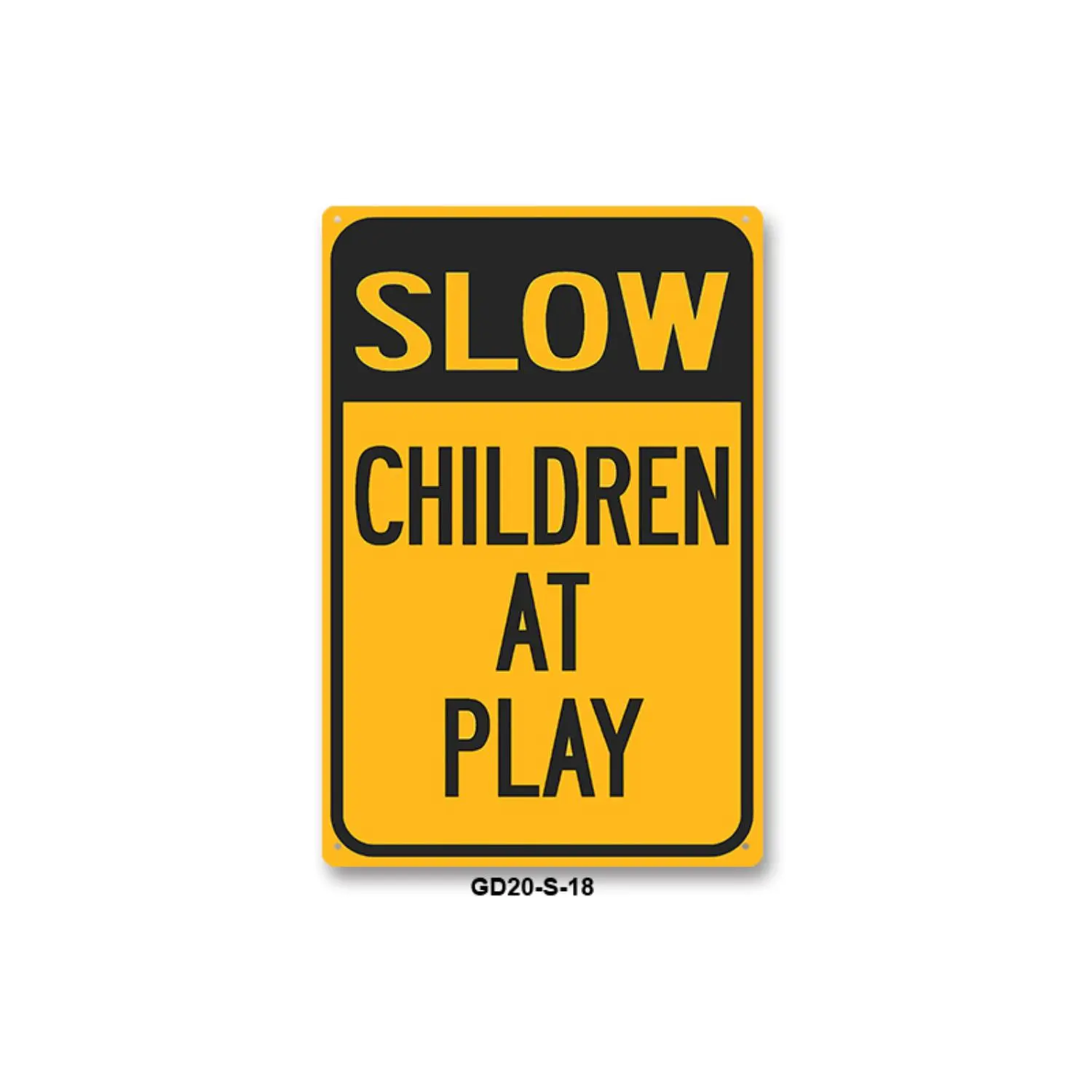 Child Safety Warning Sign in Yellow Metal Decor for Residential Area 8x12 Inch Flat Wall Art Featuring Slow Children At Play Tin Sign