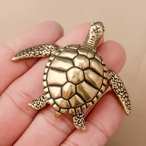 Exquisite Pure Brass Metal Handmade Turtle Figurine Ornament, Unique Home and Office Decor, Whimsical Tea Party Accessory, Elegant Room Decoration