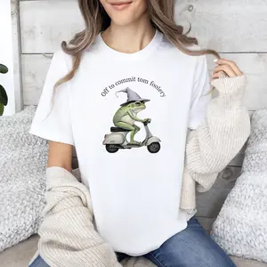 Off to Commit Tom Foolery Frog T-shirt, Funny Weirdcore Sayings Unique Tshirt Tee Adults Men Women Meme Graphic Sarcastic