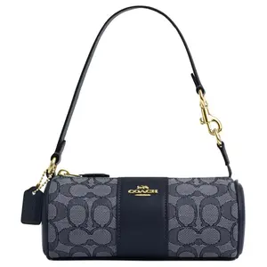 COACH Nolita 20 Logo Jacquard and Leather Small Tote with Zipper Closure in Midnight Navy for Women