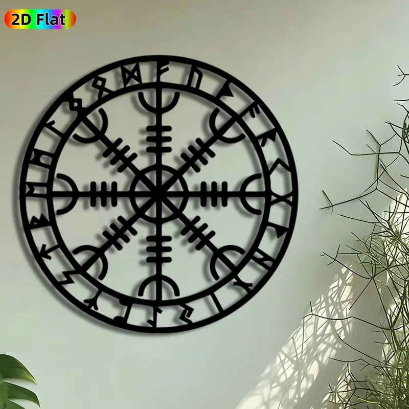1pc Vegvisir Viking Compass Metal Wall Art, Norse Rune Statue Mural, Intricate Craftsmanship, Metalwork, Perfect for Norse Pagan Celebrations, Housewarming Decor, Modern Home Decoration, Living Room Man Cave Studio Decor, Gift for Viking Enthusiasts