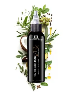 Righteous Roots Rx 4oz Organic Rosemary, Coconut, Jojoba, Jamaican Black Castor, Keratin & Argan Nourishing, Detangling & Thickening Hair Oil