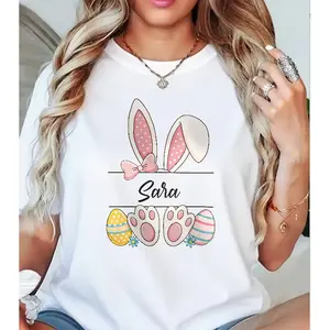 Personalized Easter Bunny T-Shirt, Custom Name Bunny Ears Graphic Tee