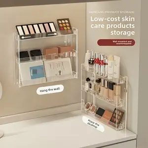 A Wall-Mounted Storage Shelf Made of High-Grade Acrylic, Suitable for Cosmetics Display, Spice Organization, And Eyewear Storage, Ideal for Perfumes, Beauty Tools, Figurines, Glasses, Crafts, And Spice Containers