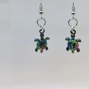 Dark Iridescent Turtle Earrings