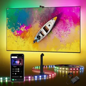 RGB TV Backlight LED Strip 15ft | Screen-Sync Color Changing Lights for 35–85 Inch TV, App Control, Game & Music Mode for Home Decor,Personalized LED Music Night Light