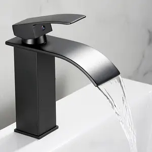 Bathroom faucet, with both hot and cold water outlets, in an arc-shaped nozzle, suitable for bathrooms and camper van bathrooms.