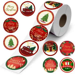 500 count Christmas Stickers for Envelopes | 1.5 Inch Round Stickers for Crafts, Christmas Envelope Seal Cards  Sticker, 8 Designs