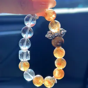 Citrine, Tiger's Eye, and Clear Quartz Feng Shui Bracelet for Women - Protection and Courage malachite calming crystals