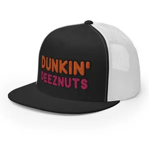 RIVEMUG Dunkin Deez Nuts Trucker Hat Flat Bill High Crown Adjustable Funny Party Drinking Cap