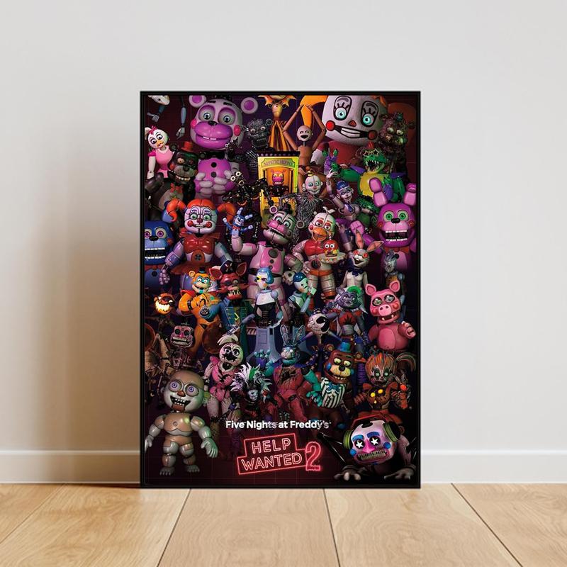 Five Nights at Freddy's Poster Freddy Wall Poster for Kids Room Bedroom Decor Game Lovers Canvas Art Print Ideal Birthday Gifts for Boys Girls
