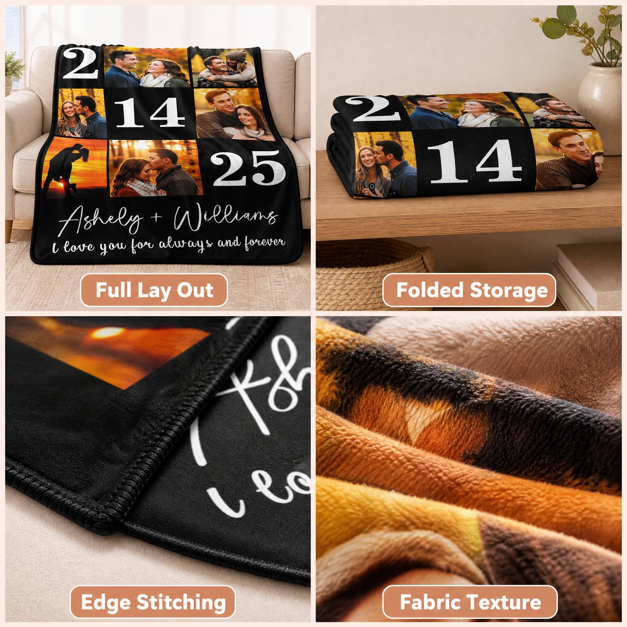 Custom Blanket with Picture Wedding Anniversary Valentines Day Gifts for Him Her Personalized Photo Blankets I Love You Couple Gift for Women Boyfriend Girlfriend Wife Husband