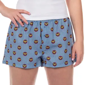DC Comics Wonder Woman Pajama Shorts Women's Logo All Over Print PJ Lounge Bottoms