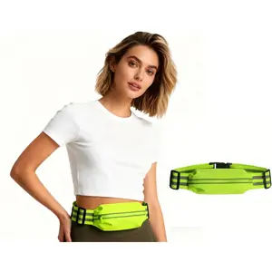 Fluorescent Reflective Running Waist Bag, Lightweight Nylon Zipper Bag, Night Running, Work, Phone Storage, Safety Buckle Closure