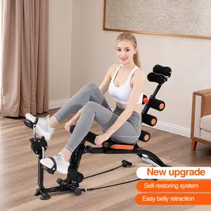 TikTokShopBlackFriday 6 in 1 Home Gym Equipment Adjustable Abdominal Bench with Bike Mode and Twist Pad for Sit Ups Cycling Leg Press Non Slip Foot Covers PU Cushion Included