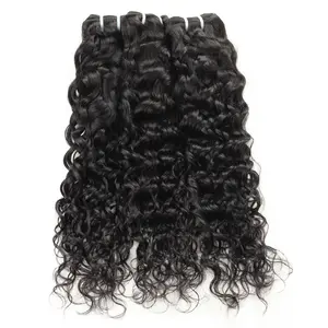 Human hair 3 Bundles Water Wave 12-30 Inch Natural Black No shedding Tangle Free Glossy Hair bundles