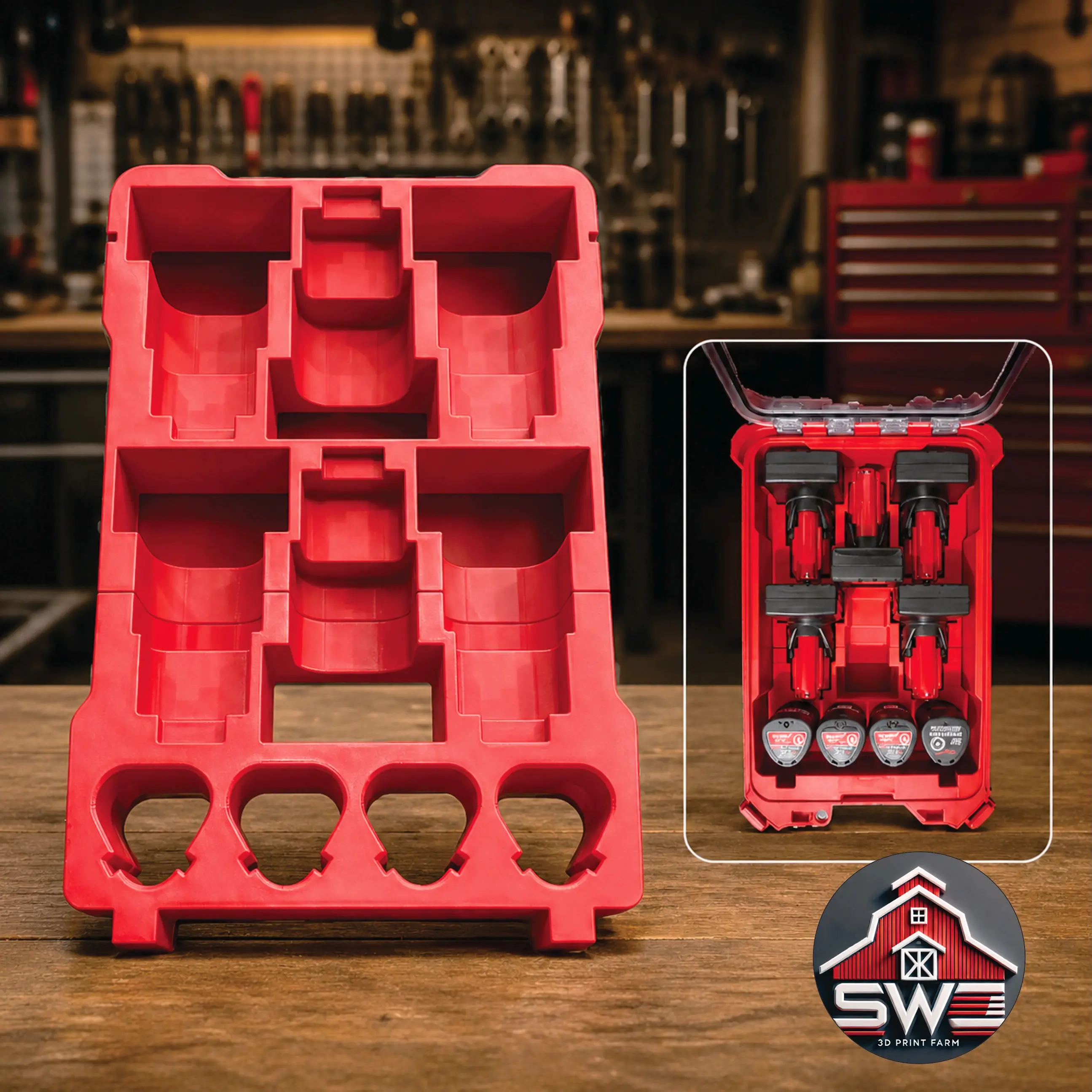 M12 CP & XC Battery Insert Organizer for Milwaukee Packout 48-22-8435 Tool Box M12 CP & XC Battery Insert Organizer for Milwaukee Packout 48-22-8435 Tool Box