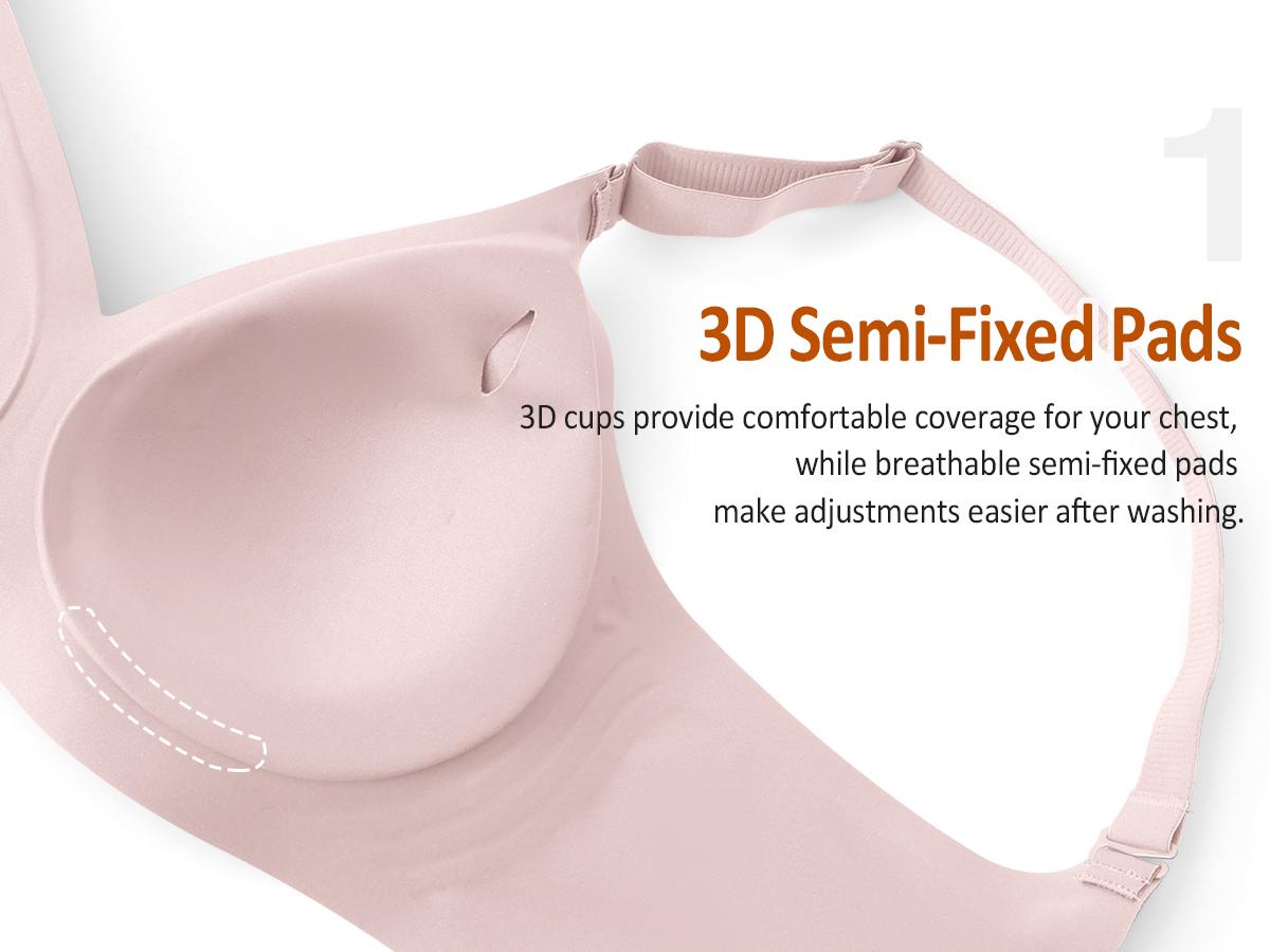 Werena Wireless Bras V-Neck Everyday Bras Seamless Full Coverage No Wire T-shirt Bras with Invisible Jelly Strip & Adjustable Straps for Women's Comfort