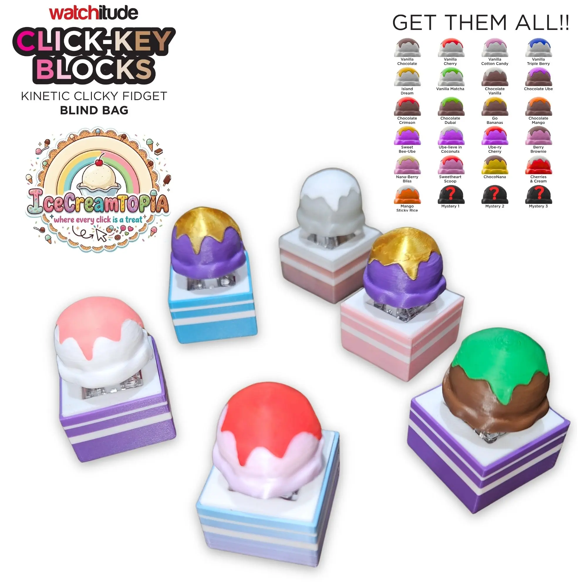 Click-Key-Blocks - IceCreamTOPIA Kinetic Fidget Clicker - Blind Bag